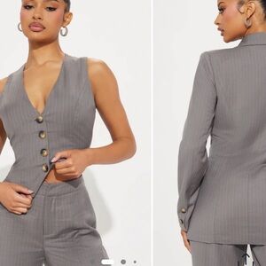 Fashion Nova Charcoal Two-Piece Blazer